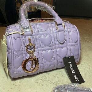 Kayla + Ava lavender quilted vegan leather Crossbody bag and wallet set. NWT
